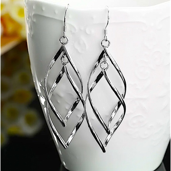 Sterling Silver Twisted Boho Dangle Earrings - Picture 5 of 5